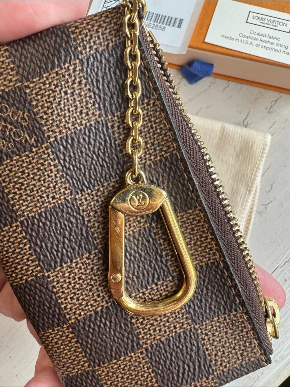 Louis Vuitton Damier Ebene Cles Key Pouch Small Zip Card & Coin Pouch